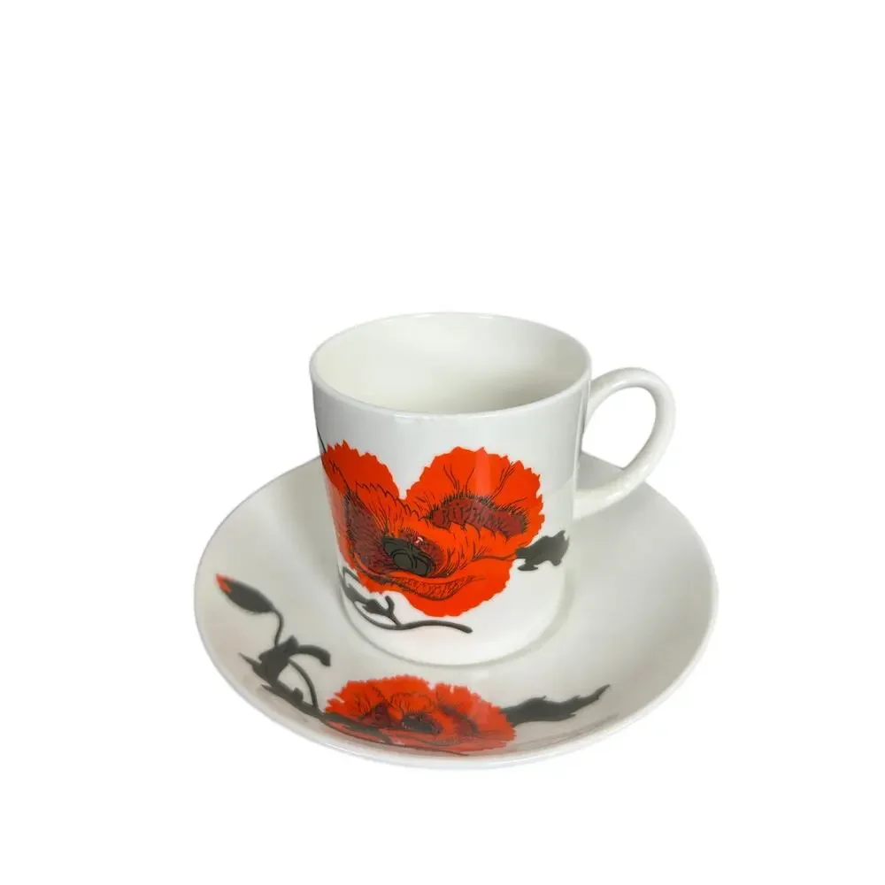 Saucer & Cup Set- Vintage Wedgewood Cornpoppy Bone China- preowned